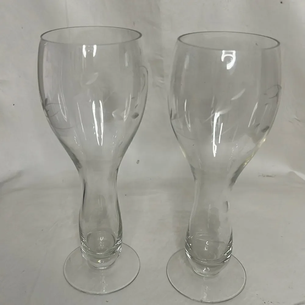 Etched Stemware Hand Blown Cocktail Glasses Set Of 2 Included Bar Accessories